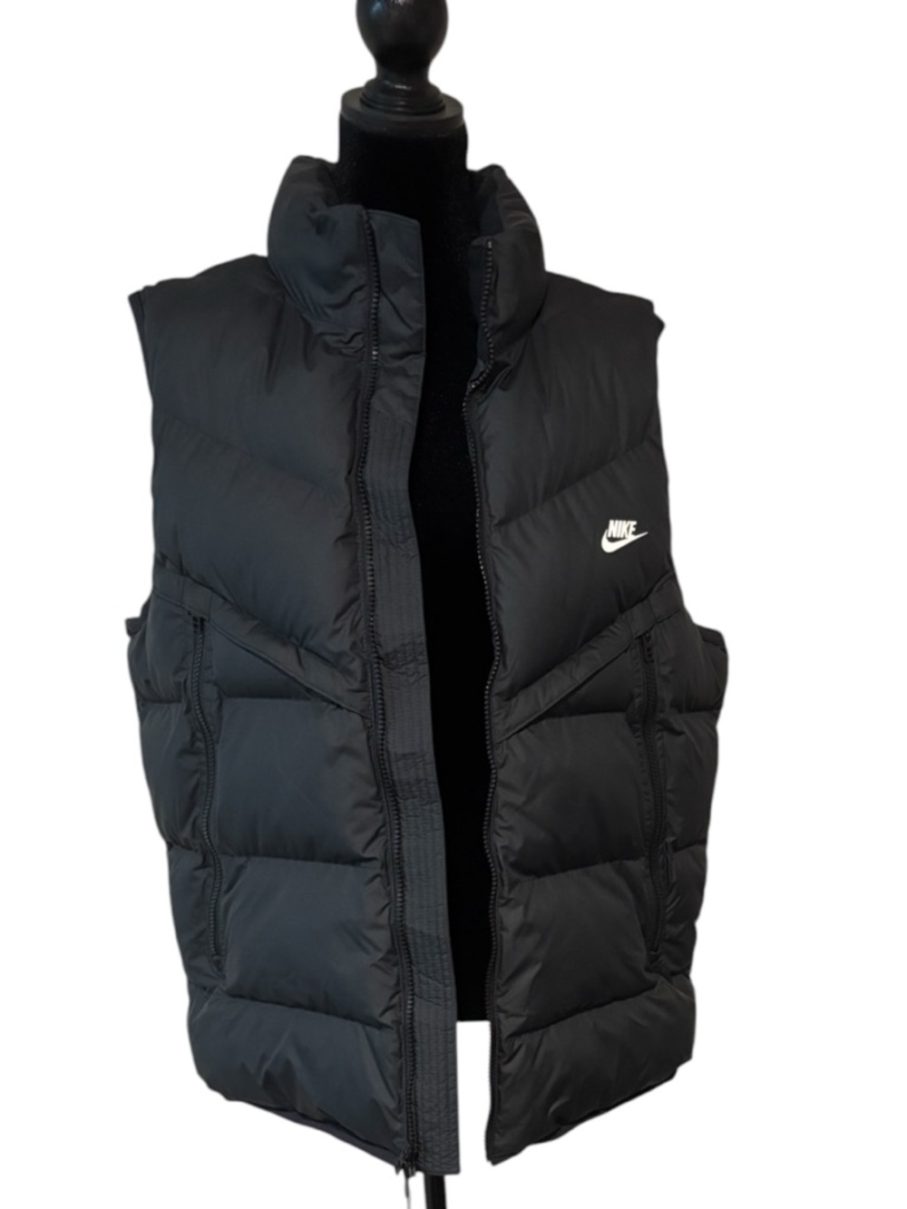Nike Black Men’s Puffer Vest with White Logo